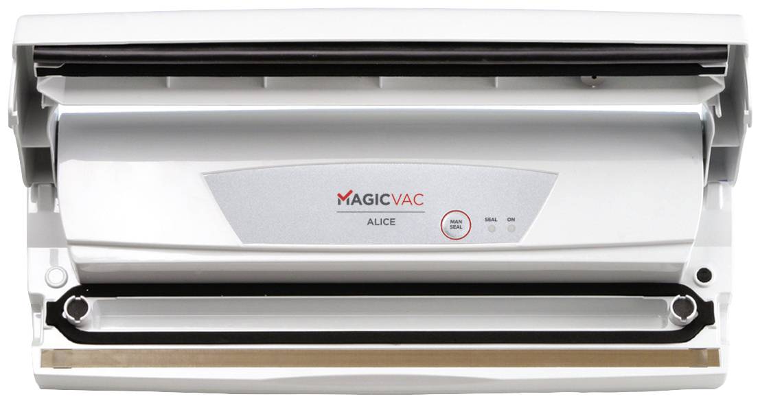 Vakuovací přístroj od Magic Vac s otevřenou komorou. Zařízení pro vzduchotěsné utěsnění potravin.