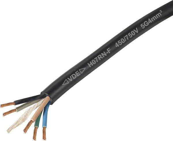 TRU COMPONENTS TC-11594956 kabel s gumovou izolací H07RN-F 5 x 4 mm² černá metrové zboží