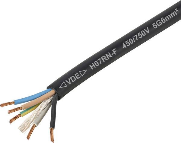 TRU COMPONENTS TC-11594960 kabel s gumovou izolací H07RN-F 5 x 6 mm² černá metrové zboží