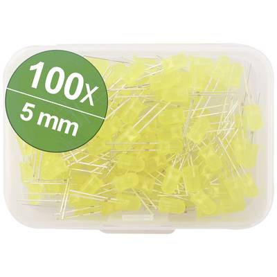 Plastová krabice se 100 žlutými LED diodami o průměru 5 mm.