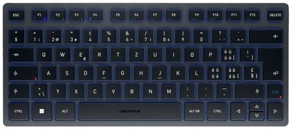 CHERRY KW 7100 MINI BT Bluetooth® klávesnice švýcarská, QWERTZ modrá Tiché klávesy, funkce Multipair