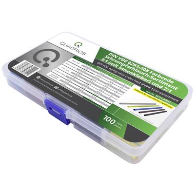 Na obrázku je plastový box s kolekcí smršťovacích bužírek v různých barvách. Box je navržen pro 100 kusů.