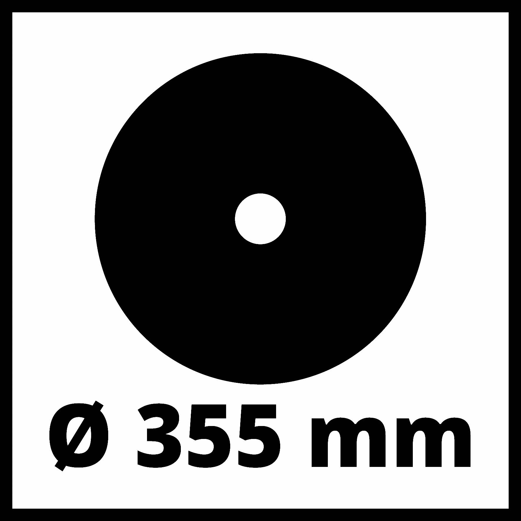 Ø 355 mm s kruhovým symbolem znázorňujícím disk s otvorem uprostřed.