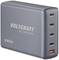 Šedá nabíječka značky Voltcraft o výkonu 240W s čtyřmi USB porty: třemi USB-C a jedním USB-A, model UC-5ACX002.