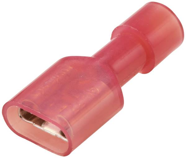 TRU COMPONENTS TC-11599308 faston zásuvka  Šířka zástrčky: 6.3 mm Tloušťka konektoru: 0.8 mm 180 ° plná izolace červená 1 ks