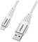 Šedý pletený nabíjecí kabel s USB a Lightning konektory. Na koncovkách je nápis 'OTTERBOX'.