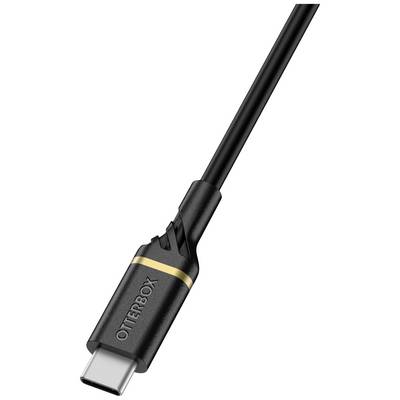 Černý USB-C kabel od společnosti Otterbox se zlatým prstencem na konektoru.