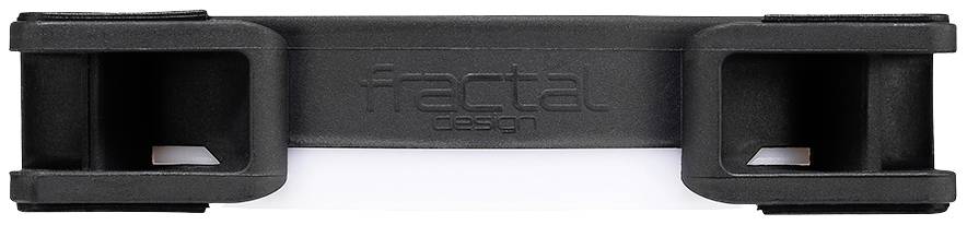 Černý držák s potiskem 'fractal design' na přední straně.