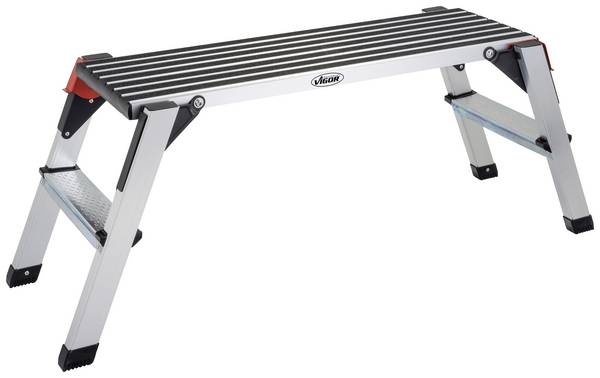 Vigor  V4638 hliník žebříková platforma skládací  stříbrná, černá 7.2 kg