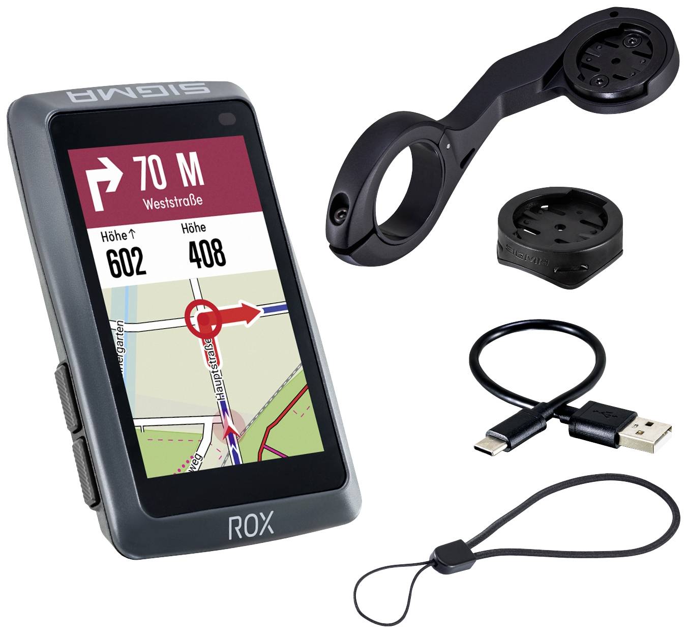 Sigma ROX 12.1 EVO Basic Set - Night Grey navigace na kolo  kolo pro Evropu Bluetooth® , GPS , GLONASS