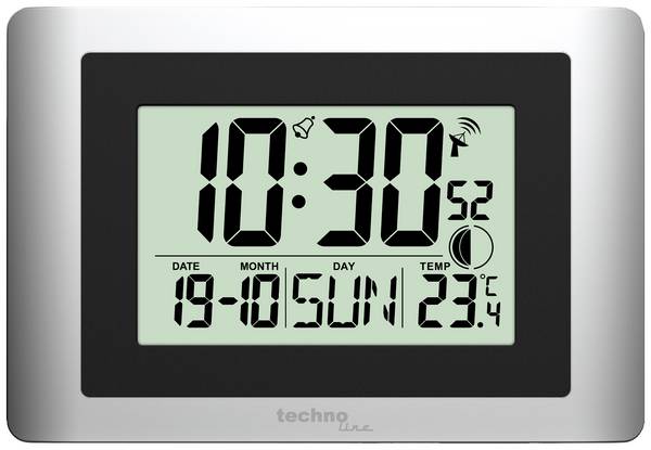 Techno Line WS8028 DCF rádiové hodiny 220 mm x 56 mm x 150 mm x 56 mm, stříbrná