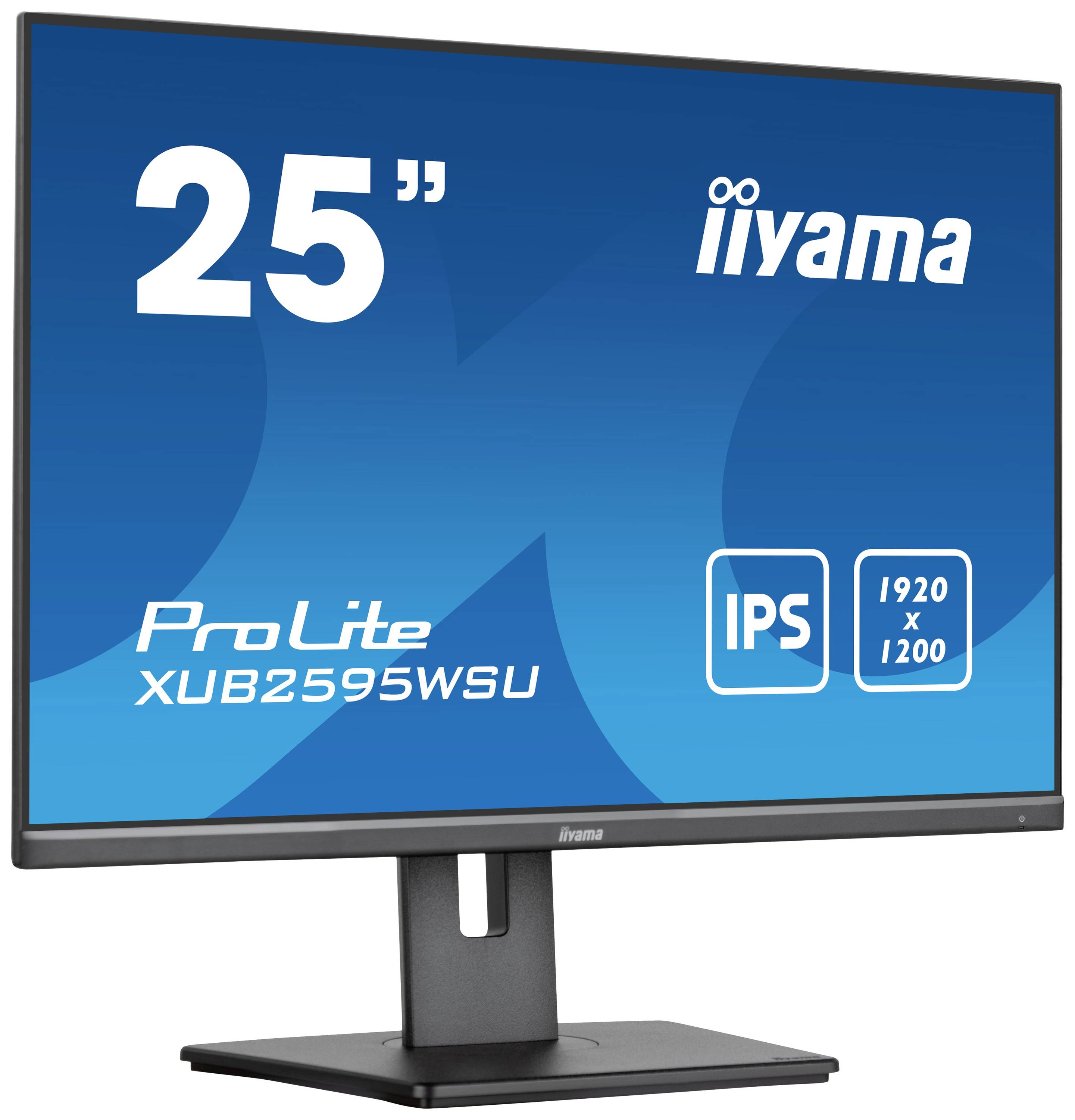 25palcový monitor značky iiyama, model ProLite XUB2595WSU, s IPS displejem a rozlišením 1920x1200 pixelů.