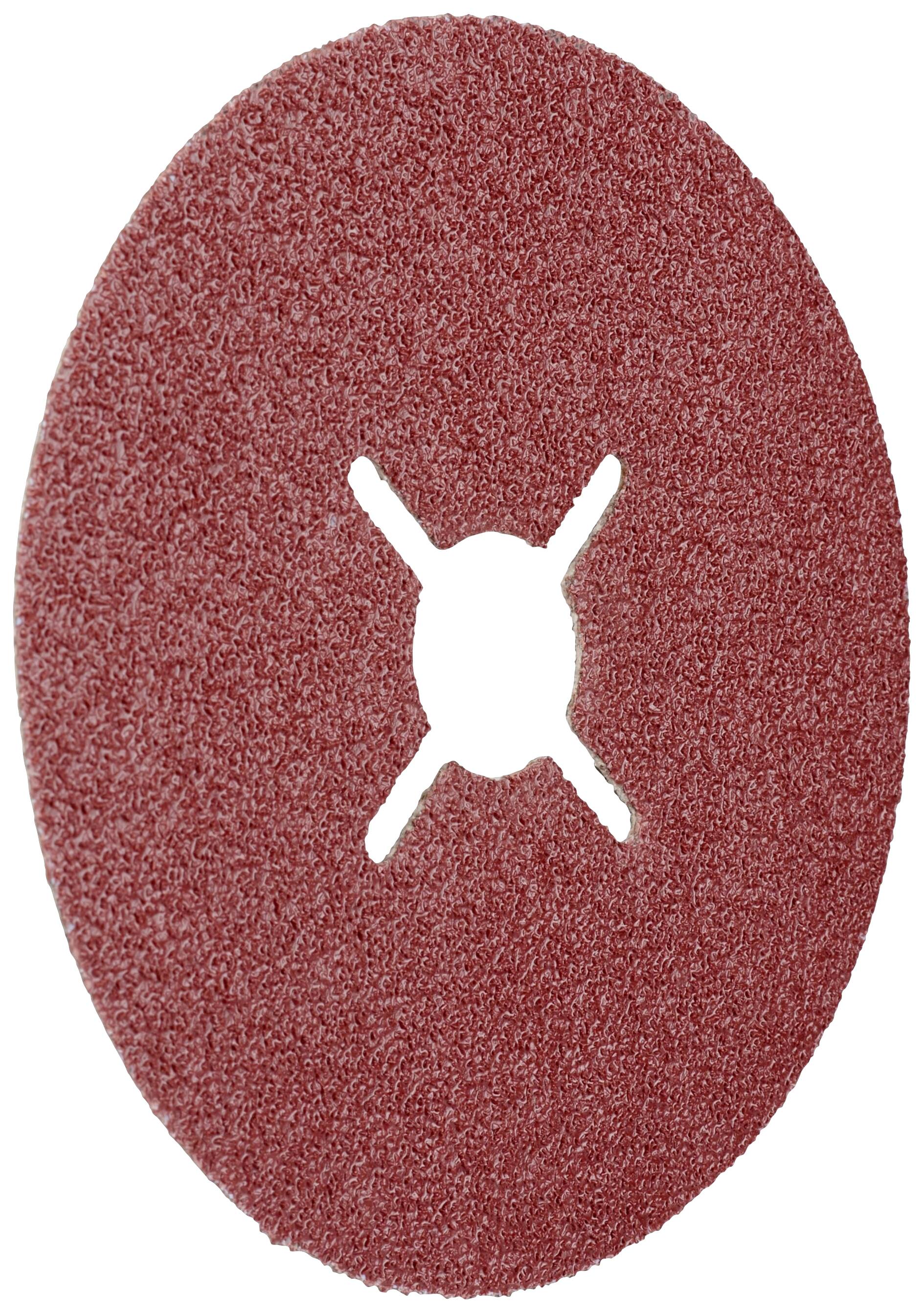 Červený brusný kotouč se středovým otvorem. Vhodný pro úpravu povrchu nebo odstraňování materiálu na různých druzích materiálů.