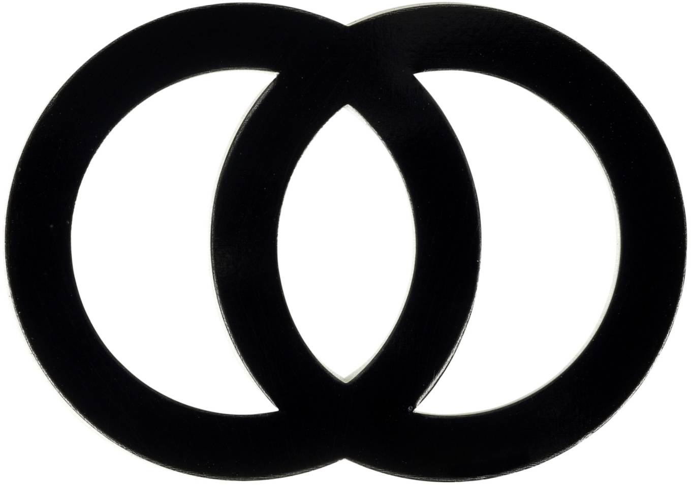 Dva černé kruhy se protínají a vytvářejí tvar Vesica Piscis. Symbol sjednocení nebo společného cíle.