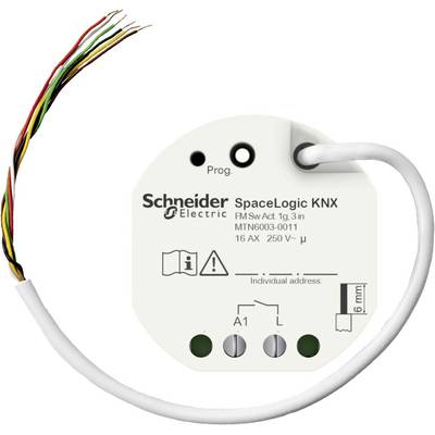 SpaceLogic KNX Multifunkční spínací aktor, 16 A, 250 V od Schneider Electric, pro systémy řízení budov. Číslo modelu: MTN6003-0011.