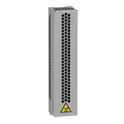 Topné zařízení s větracími otvory a výstražným symbolem elektrického napětí na spodní straně.