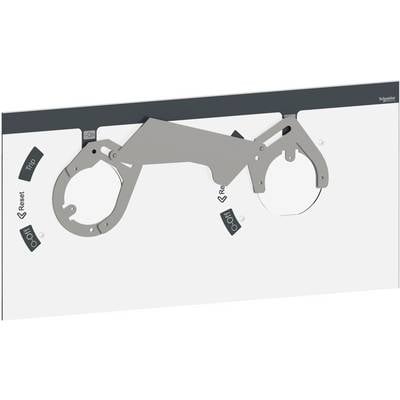 Systém spínacích desek s popiskami 'Tip', 'Reset', 'Vypnuto', 'Zapnuto'. Obsahuje mechanické komponenty pro ovládání elektrických zařízení.