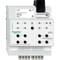 Elektrické zařízení od Schneider Electric, KNX žaluziový aktor. Nabízí manuální programování, má LED indikátor a několik připojovacích svorek.