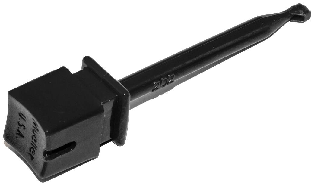 Černý plastový měřicí olejový měrák s rukojetí a úzkým, dlouhým tělem, na němž je nápis „Made in USA".