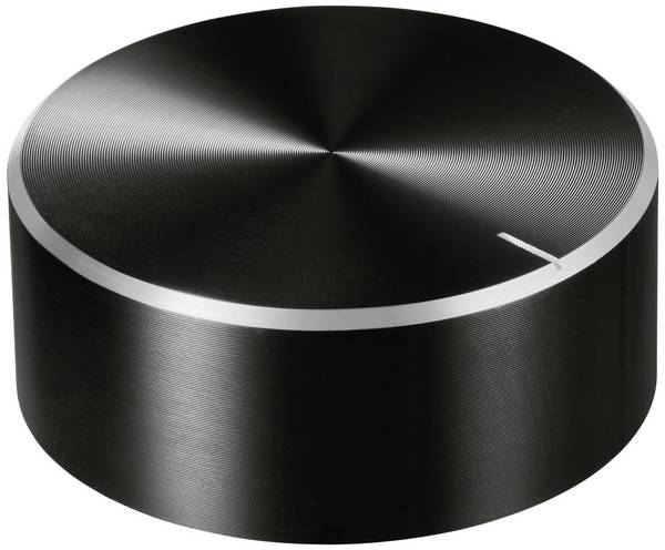 TRU COMPONENTS TC-11696532  otočný knoflík s označením černá (Ø x v) 48 mm x 19 mm hliník, plast 1 ks