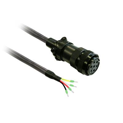 Černý kabel s vícepólovým kulatým konektorem a barevnými konci vodičů.