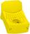 Žlutý Lego technický prvek, který slouží jako pohyblivá součást v konstrukčních modelech, s výstupky nahoře a kulatým otvorem uprostřed.