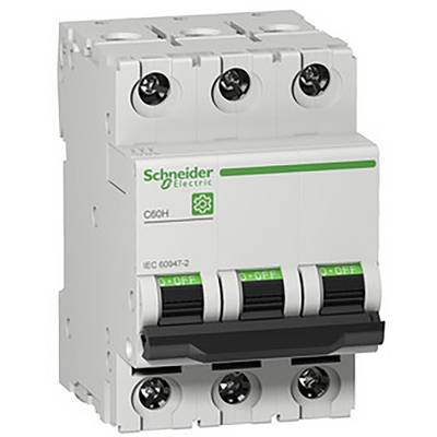 Jistič společnosti Schneider Electric, model C60H. Bílé pouzdro, čtyři spínače s označením 'ZAP-VYP'.