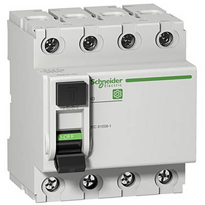 Třípólový ochranný spínač od Schneider Electric se zelenou pákou 'ZAP/VYP'. Vhodný pro ovládání elektrických obvodů.
