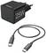 Černá 25W USB-C nabíječka s odpovídajícím USB-C kabelem. Nabíječka má dva kulaté evropské kolíky.
