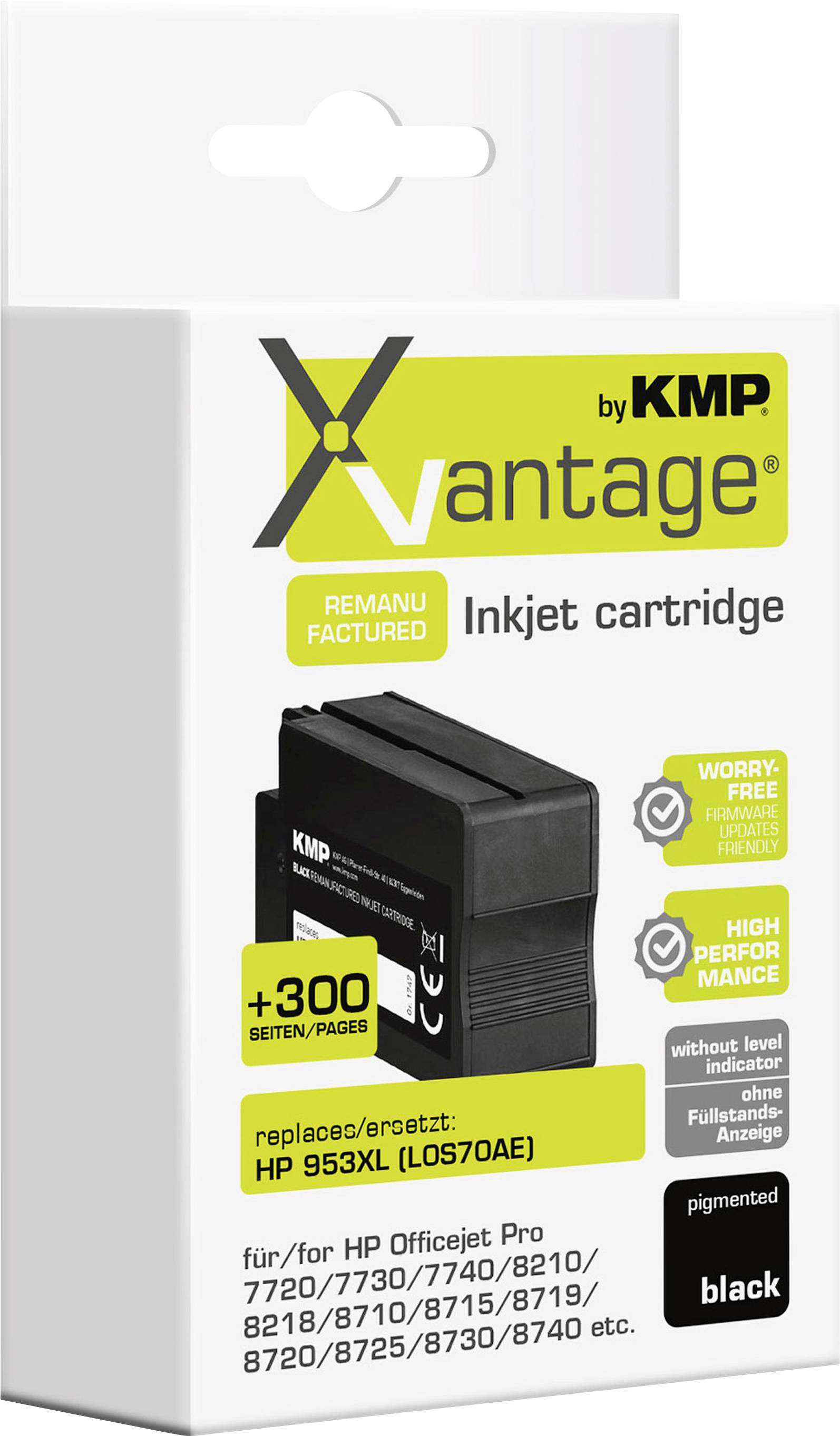 Inkoustová kazeta v obalu 'Xvantage od KMP'. Model 'HP 953XL (LOS70AE)', vhodný pro tiskárny HP Officejet Pro. Barva: černá.