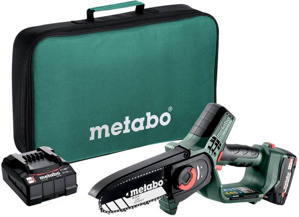 Metabo 600856500 akumulátor Akumulátorová prořezávací řetězová pila  + akumulátor, vč. nabíječky   délka čepele 150 mm