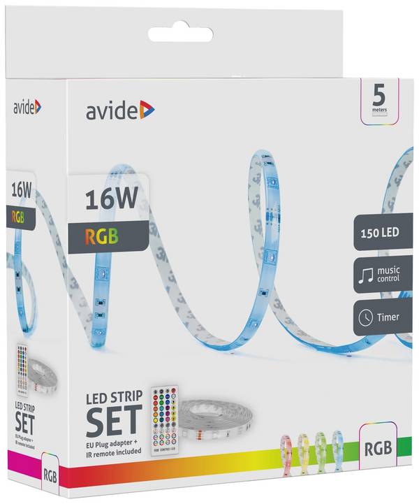 avide ALSB5050RGBMU40-5M Kompletní sada LED pásku konektor 12 V, 230 V 5 m RGB 1 ks