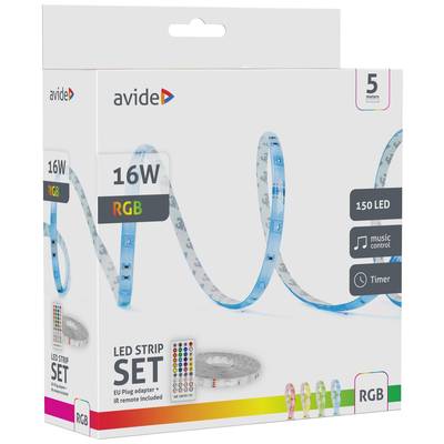 Balení LED pásku s RGB osvětlením, 16W, délka 5 metrů, 150 LED, dálkový ovladač, časovač a hudební ovládání.