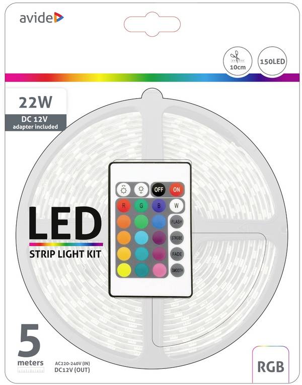 avide ABLSBL12V5050-30RGB65 Kompletní sada LED pásku konektor 12 V, 230 V 5 m RGB 1 ks