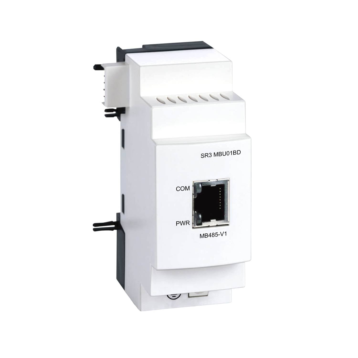 Ethernetový Modbus komunikační modul, používaný pro integraci a komunikaci v průmyslových řídicích systémech.