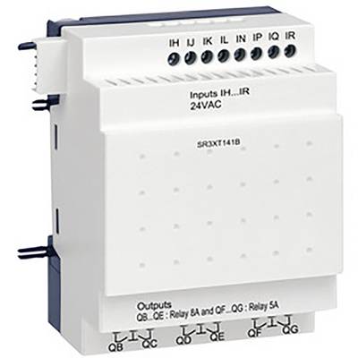 Elektrické řídicí zařízení s několika vstupy a výstupy, popsané jako 'Vstupy IH...IR 24VAC' a 'Výstupy QB...QG'.