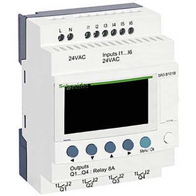 Elektronické řídicí zařízení s digitálním displejem a několika připojovacími svorkami pro 24VAC vstupy a reléové výstupy.