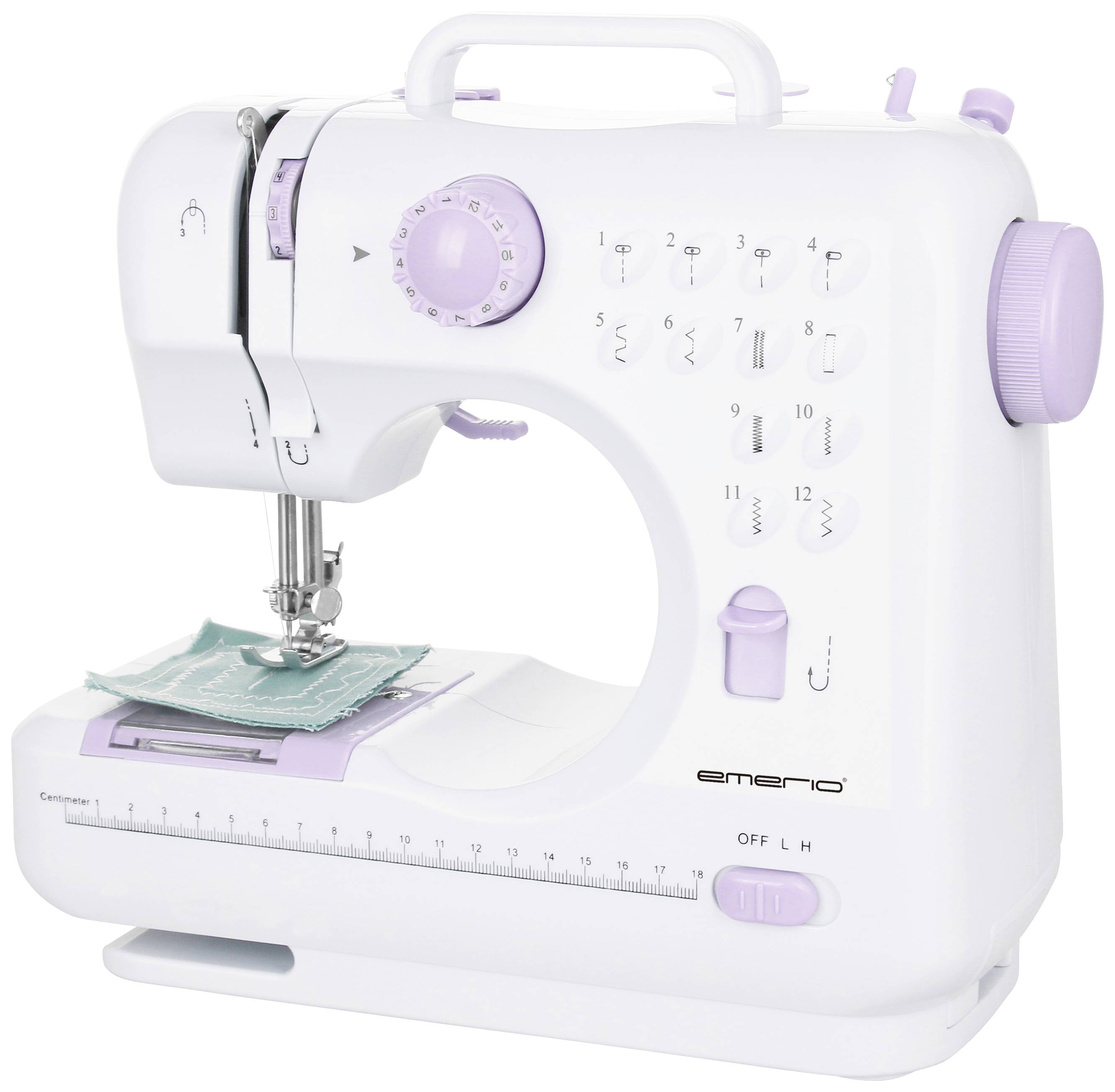 EMERIO šicí stroj Emerio SEW-121820 - Nähmaschine - 12 Stiche LED osvětlení bílá, fialová