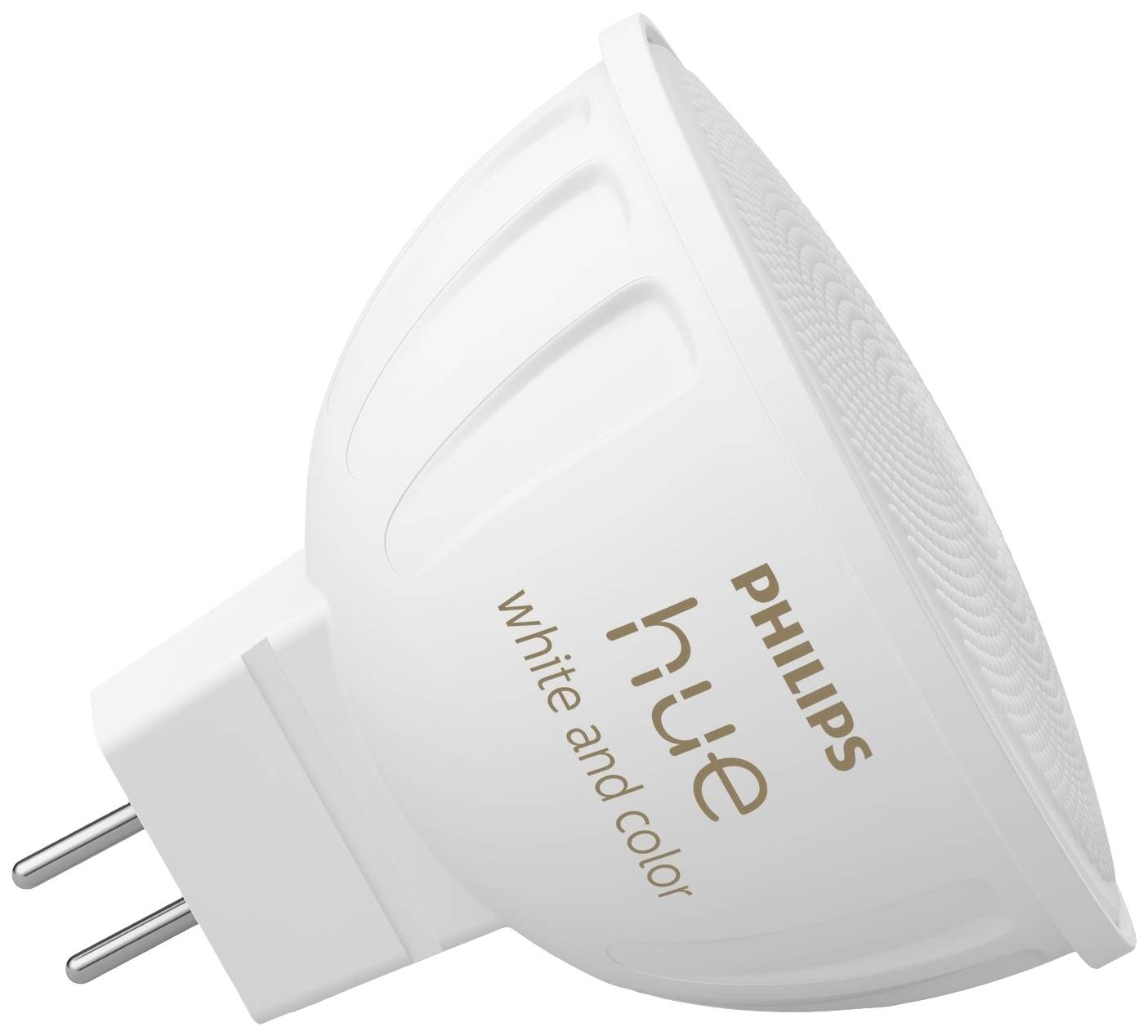 Philips Hue GU10 LED žárovka, bílá a barevná, vhodná pro chytré osvětlovací systémy.