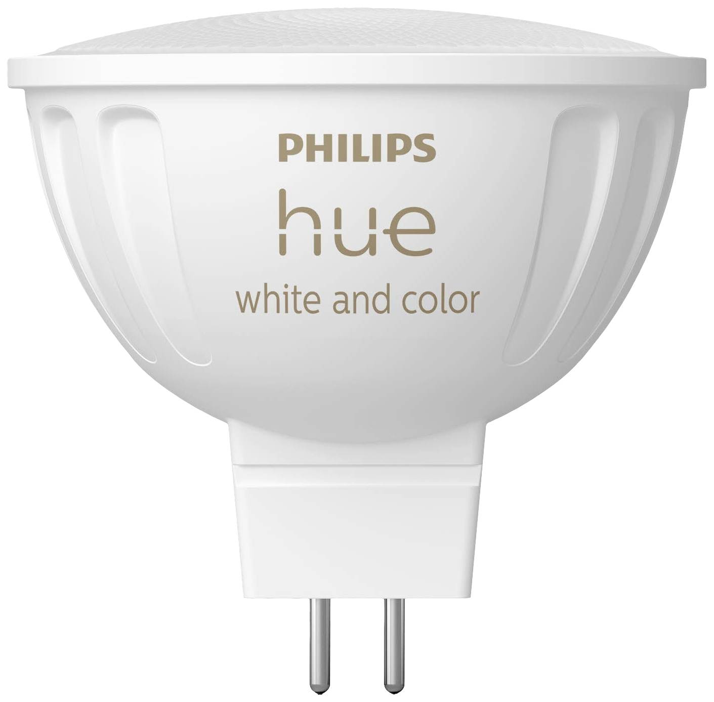 LED lampa s nápisem 'Philips hue white and color', vhodná pro ovládání barevného a bílého světla v chytrých domácnostech.