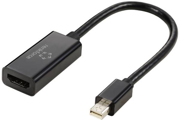 Renkforce Mini-DisplayPort kabelový adaptér Zásuvka HDMI-A 0.16 m černá RF-5947252 pozlacené kontakty Kabel DisplayPort