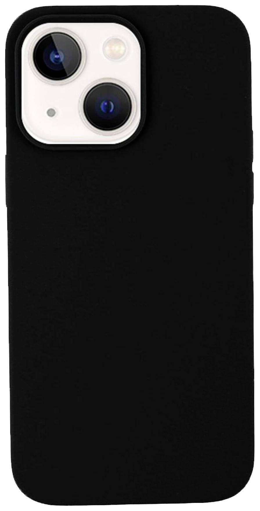 Černý smartphone se dvěma objektivy fotoaparátu a bleskem na zadní straně. Design zvýrazňuje prvky kamery.