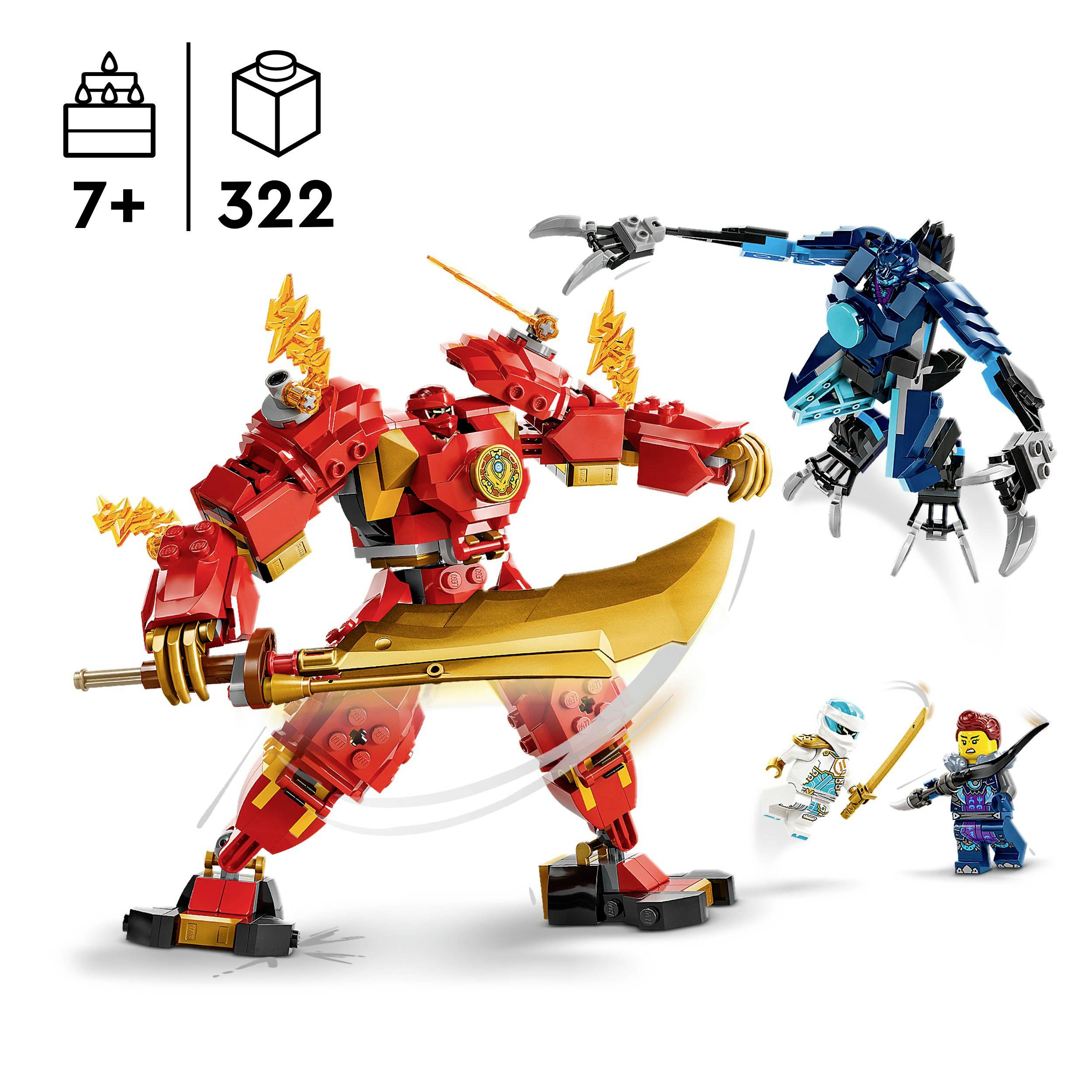 Sada Lego se dvěma samuraji, červeným a modrým, v boji. Sada obsahuje 322 dílků. Vhodné pro děti od 7 let.