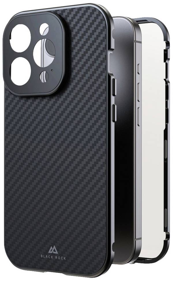 Black Rock 360° Glass Cover Apple iPhone 15 Pro karbonová 1552552, odolné vůči nárazům 1310TGCB02