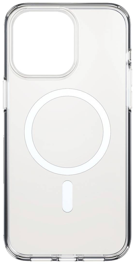 Průhledný ochranný kryt na smartphone s kruhovým magnetickým kroužkem uprostřed, kompatibilní se zařízeními s magnetickým nabíjením.