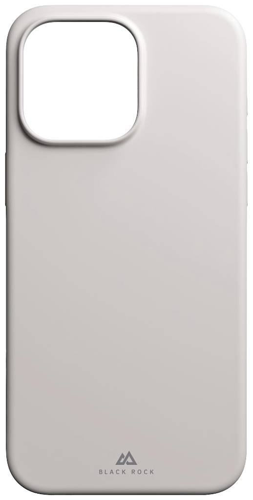 Šedý obal na smartphone s výřezem pro kameru v levém horním rohu, minimalistický design, malé logo 'Black Rock' dole.