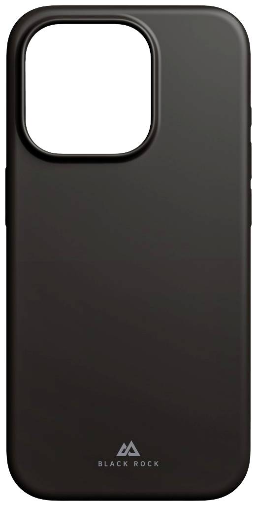 Černý obal na smartphone od Black Rock, jednoduché designové provedení, výřez pro kameru vlevo nahoře, robustní vzhled, bez viditelných detailů.