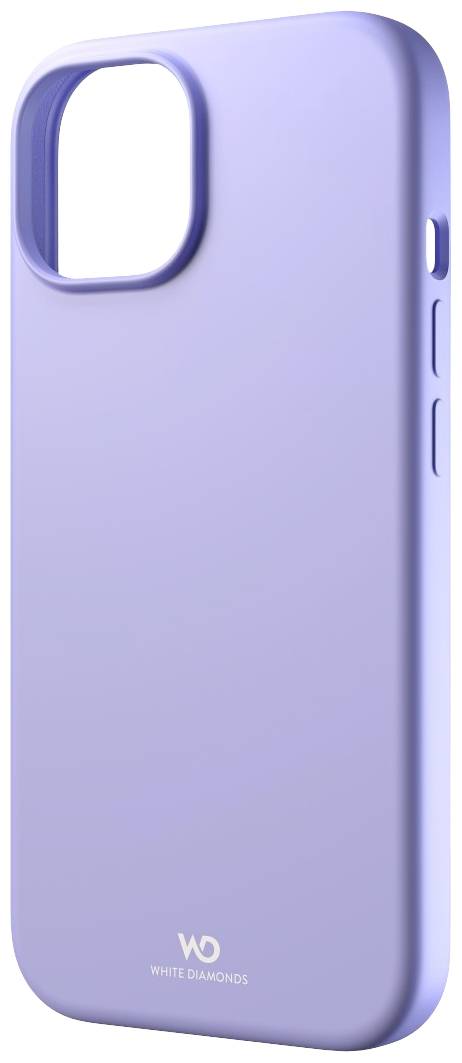 Fialový obal na telefon s výřezem pro kameru a nápisem 'White Diamonds' dole. Navržen pro ochranu a styl.