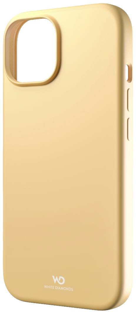 Zlatavý smartphone kryt s výřezem pro kameru a kryty postranních tlačítek, dole s logem 'White Diamonds'.