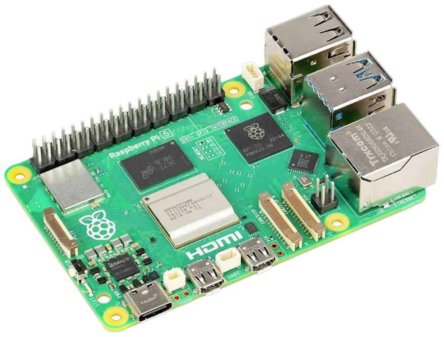 Elektronická deska s HDMI konektorem, USB porty a čipem BCM2711. Jedná se o Raspberry Pi 4, jednodeskový počítač.